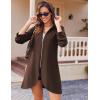 imageZeagoo Womens Long Zip Up Hoodie Lightweight Oversized Tunic Sweatshirt Open Front Cardigan Jacket with PocketsAfleece Fabricbrown