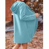 imageZeagoo Womens Long Zip Up Hoodie Lightweight Oversized Tunic Sweatshirt Open Front Cardigan Jacket with PocketsAfleece Fabriclight Blue