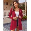 imageZeagoo Womens Long Zip Up Hoodie Lightweight Oversized Tunic Sweatshirt Open Front Cardigan Jacket with PocketsAfleece Fabricred