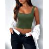 imageZeagoo Womens Square Neck Sleeveless Crop Tops 2025 Cute Double Layer Seamless Slim Fit Y2k Tank TopsArmy Green