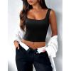 imageZeagoo Womens Square Neck Sleeveless Crop Tops 2025 Cute Double Layer Seamless Slim Fit Y2k Tank TopsBlack