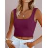 imageZeagoo Womens Square Neck Sleeveless Crop Tops 2025 Cute Double Layer Seamless Slim Fit Y2k Tank TopsBurgundy