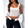 imageZeagoo Womens Square Neck Sleeveless Crop Tops 2025 Cute Double Layer Seamless Slim Fit Y2k Tank TopsBwhite