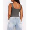 imageZeagoo Womens Square Neck Sleeveless Crop Tops 2025 Cute Double Layer Seamless Slim Fit Y2k Tank TopsDark Grey
