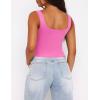 imageZeagoo Womens Square Neck Sleeveless Crop Tops 2025 Cute Double Layer Seamless Slim Fit Y2k Tank TopsFluo Pink