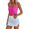 imageZeagoo Womens Square Neck Sleeveless Crop Tops 2025 Cute Double Layer Seamless Slim Fit Y2k Tank TopsHot Pink