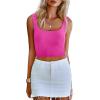 imageZeagoo Womens Square Neck Sleeveless Crop Tops 2025 Cute Double Layer Seamless Slim Fit Y2k Tank TopsHot Pink
