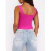 imageZeagoo Womens Square Neck Sleeveless Crop Tops 2025 Cute Double Layer Seamless Slim Fit Y2k Tank TopsHot Pink
