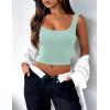 imageZeagoo Womens Square Neck Sleeveless Crop Tops 2025 Cute Double Layer Seamless Slim Fit Y2k Tank TopsMint Green