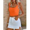imageZeagoo Womens Square Neck Sleeveless Crop Tops 2025 Cute Double Layer Seamless Slim Fit Y2k Tank TopsOrange