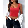 imageZeagoo Womens Square Neck Sleeveless Crop Tops 2025 Cute Double Layer Seamless Slim Fit Y2k Tank TopsRed