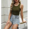 imageZeagoo Womens Tank Tops 2025 Sleeveless Summer Tops High Neck Ribbed Knit Shirts Casual Basic Ruched TopsArmy Green