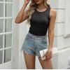 imageZeagoo Womens Tank Tops 2025 Sleeveless Summer Tops High Neck Ribbed Knit Shirts Casual Basic Ruched TopsBlack