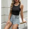 imageZeagoo Womens Tank Tops 2025 Sleeveless Summer Tops High Neck Ribbed Knit Shirts Casual Basic Ruched TopsBlack