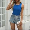imageZeagoo Womens Tank Tops 2025 Sleeveless Summer Tops High Neck Ribbed Knit Shirts Casual Basic Ruched TopsBlue
