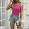 imageZeagoo Womens Tank Tops 2025 Sleeveless Summer Tops High Neck Ribbed Knit Shirts Casual Basic Ruched TopsHot Pink