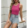 imageZeagoo Womens Tank Tops 2025 Sleeveless Summer Tops High Neck Ribbed Knit Shirts Casual Basic Ruched TopsHot Pink