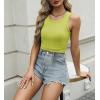 imageZeagoo Womens Tank Tops 2025 Sleeveless Summer Tops High Neck Ribbed Knit Shirts Casual Basic Ruched TopsNeon Green
