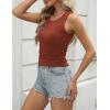 imageZeagoo Womens Tank Tops 2025 Sleeveless Summer Tops High Neck Ribbed Knit Shirts Casual Basic Ruched TopsOrange