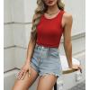 imageZeagoo Womens Tank Tops 2025 Sleeveless Summer Tops High Neck Ribbed Knit Shirts Casual Basic Ruched TopsRed