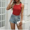 imageZeagoo Womens Tank Tops 2025 Sleeveless Summer Tops High Neck Ribbed Knit Shirts Casual Basic Ruched TopsRed