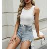 imageZeagoo Womens Tank Tops 2025 Sleeveless Summer Tops High Neck Ribbed Knit Shirts Casual Basic Ruched TopsWhite