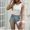 imageZeagoo Womens Tank Tops 2025 Sleeveless Summer Tops High Neck Ribbed Knit Shirts Casual Basic Ruched TopsWhite