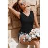 imageZeagoo Womens Tank Tops Sleeveless V Neck Casual Side Ruched Drawstring Summer ShirtsBlack
