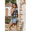 imageZeagoo Womens Tank Tops Sleeveless V Neck Casual Side Ruched Drawstring Summer ShirtsFblack Flower