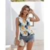 imageZeagoo Womens Tank Tops Sleeveless V Neck Casual Side Ruched Drawstring Summer ShirtsFtie Dye Flower