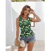 imageZeagoo Womens Tank Tops Sleeveless V Neck Casual Side Ruched Drawstring Summer ShirtsPgreen Clover