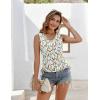 imageZeagoo Womens Tank Tops Sleeveless V Neck Casual Side Ruched Drawstring Summer ShirtsPwhite Leaf