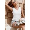 imageZeagoo Womens Tank Tops Sleeveless V Neck Casual Side Ruched Drawstring Summer ShirtsWhite