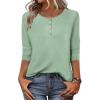 imageZeagoo 34 Length Sleeve Women Tops Crew Neck Blouses Dressy Casual Summer T Shirts Loose Fit Business Work ClothesLight Green