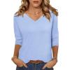 imageZeagoo Womens 34 Length Sleeve Tunic Tops Casual V Neck Shirts Basic Tees Business Work Blouses Summer Fall 2025 ClothesBlue