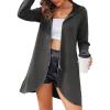 imageZeagoo Womens Long Zip Up Hoodie Lightweight Oversized Tunic Sweatshirt Open Front Cardigan Jacket with PocketsAfleece Fabricdark Gray
