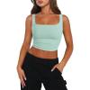 imageZeagoo Womens Square Neck Sleeveless Crop Tops 2025 Cute Double Layer Seamless Slim Fit Y2k Tank TopsMint Green