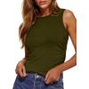imageZeagoo Womens Tank Tops 2025 Sleeveless Summer Tops High Neck Ribbed Knit Shirts Casual Basic Ruched TopsArmy Green