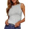 imageZeagoo Womens Tank Tops 2025 Sleeveless Summer Tops High Neck Ribbed Knit Shirts Casual Basic Ruched TopsGrey