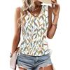 imageZeagoo Womens Tank Tops Sleeveless V Neck Casual Side Ruched Drawstring Summer ShirtsPwhite Leaf