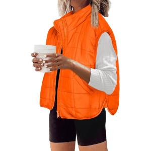 imageZeagoo Womens Puffer Vest Ladies Sleeveless Zip Up Outerwear Warm Puffer Lightweight Down all Winter Jackets Coats 2024Burnt Orange