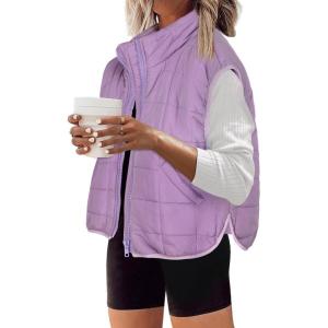 imageZeagoo Womens Puffer Vest Ladies Sleeveless Zip Up Outerwear Warm Puffer Lightweight Down all Winter Jackets Coats 2024Lilac