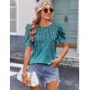imageZeagoo Blouse for Women Dressy Casual Puff Short Sleeve Boho Tops Fashion Floral Crew Neck Tunic Shirts Summer ClothesAxh363