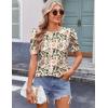 imageZeagoo Blouse for Women Dressy Casual Puff Short Sleeve Boho Tops Fashion Floral Crew Neck Tunic Shirts Summer ClothesBf106