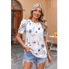 imageZeagoo Blouse for Women Dressy Casual Puff Short Sleeve Boho Tops Fashion Floral Crew Neck Tunic Shirts Summer ClothesBf112