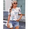 imageZeagoo Blouse for Women Dressy Casual Puff Short Sleeve Boho Tops Fashion Floral Crew Neck Tunic Shirts Summer ClothesBf182