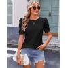 imageZeagoo Blouse for Women Dressy Casual Puff Short Sleeve Boho Tops Fashion Floral Crew Neck Tunic Shirts Summer ClothesBlack