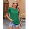 imageZeagoo Blouse for Women Dressy Casual Puff Short Sleeve Boho Tops Fashion Floral Crew Neck Tunic Shirts Summer ClothesGreen