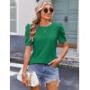 imageZeagoo Blouse for Women Dressy Casual Puff Short Sleeve Boho Tops Fashion Floral Crew Neck Tunic Shirts Summer ClothesGreen