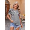 imageZeagoo Blouse for Women Dressy Casual Puff Short Sleeve Boho Tops Fashion Floral Crew Neck Tunic Shirts Summer ClothesHf36